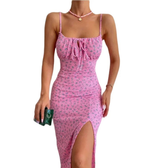 Pink Flora Long Maxi Dress Sundress