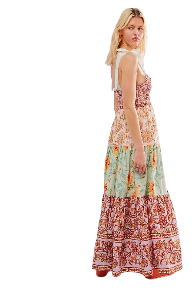 Boho Vintage Flora Cotton Maxi Dress Sundress